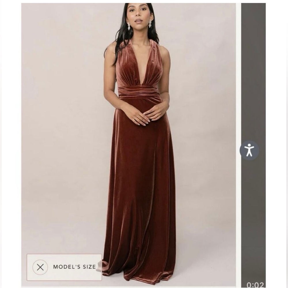 Revelry Dylan Velvet Terracotta Bridesmaid Maxi Dress Size 8